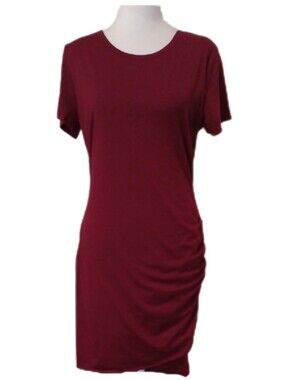 × BTFBM Short Sleeve T-Shirt Dress in Burgundy